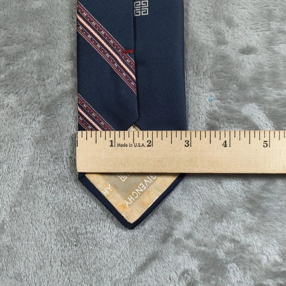 Vintage‎ Givenchy Tie Mens 55x3 Blue Red Striped Made In France 70s Old Money